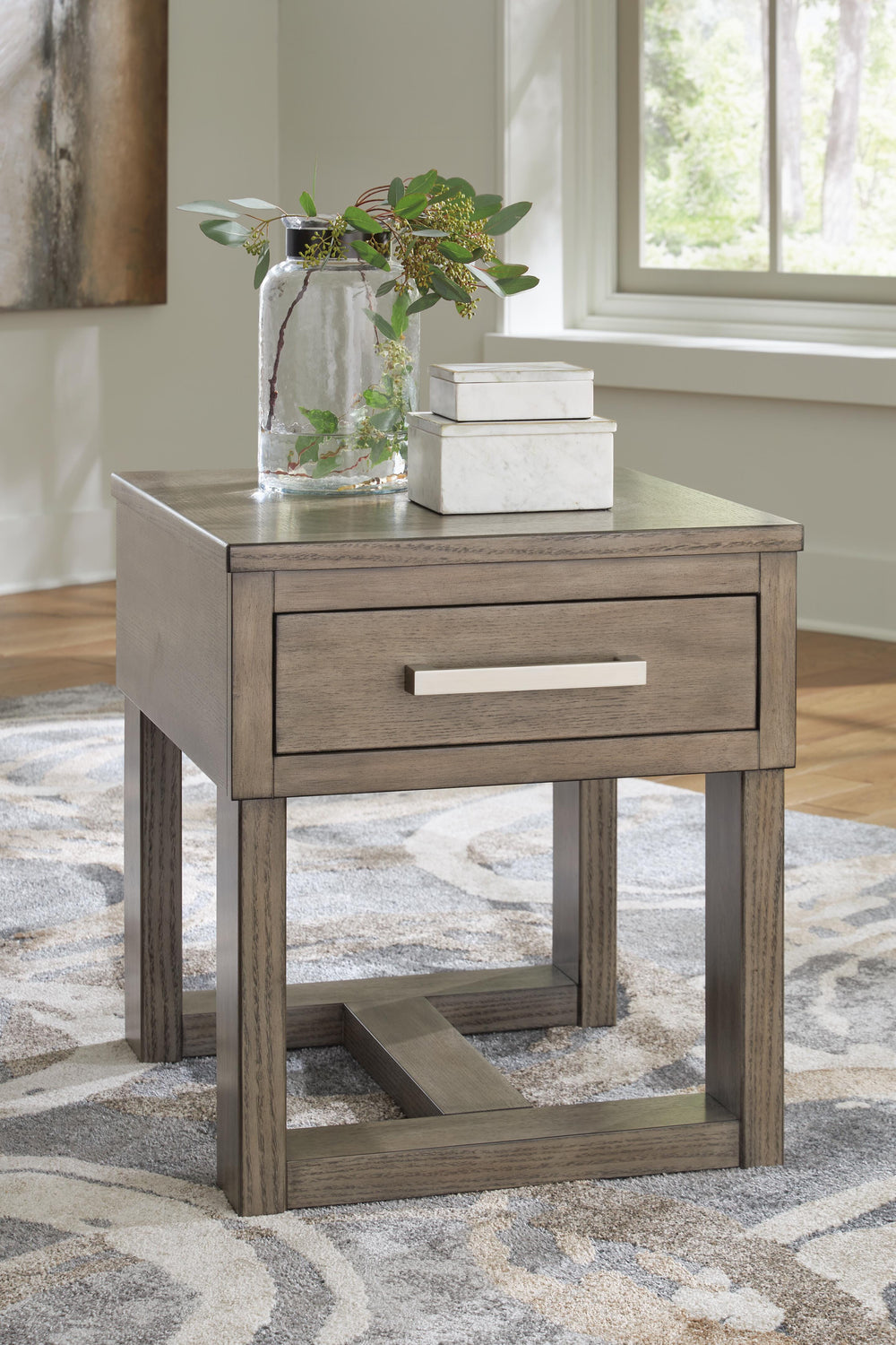 Loyaska End Table - Grayish Brown/White (2)