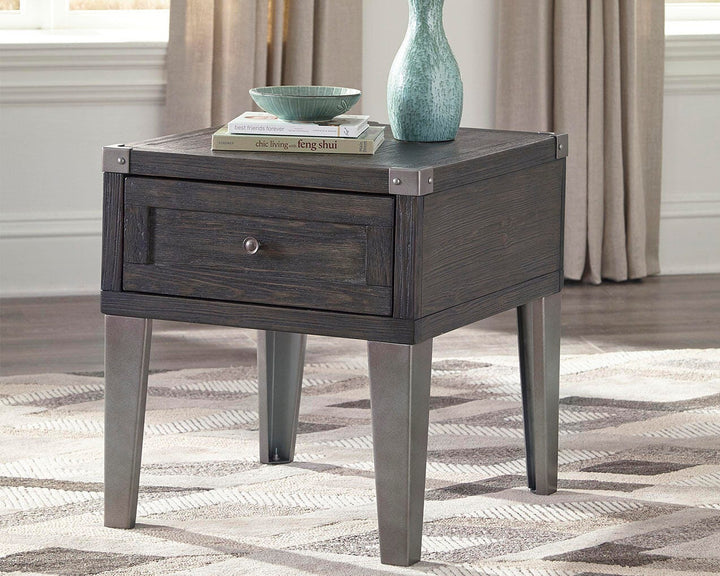 Todoe End Table with USB Ports &amp; Outlets - Dark Gray (2)