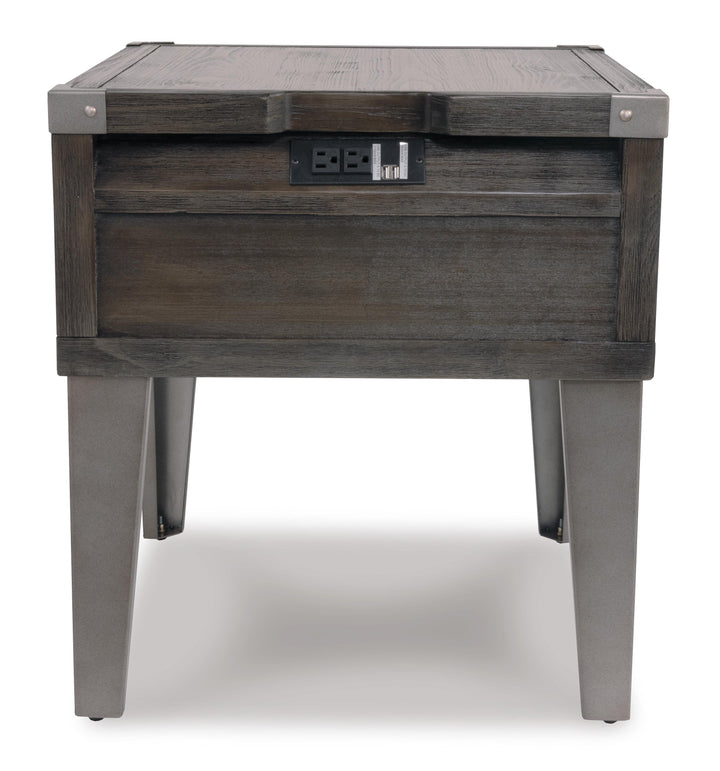 Todoe End Table with USB Ports &amp; Outlets - Dark Gray (8)