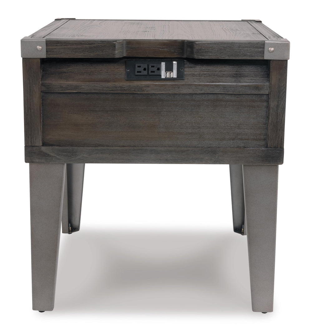 Todoe End Table with USB Ports & Outlets - Dark Gray (8)