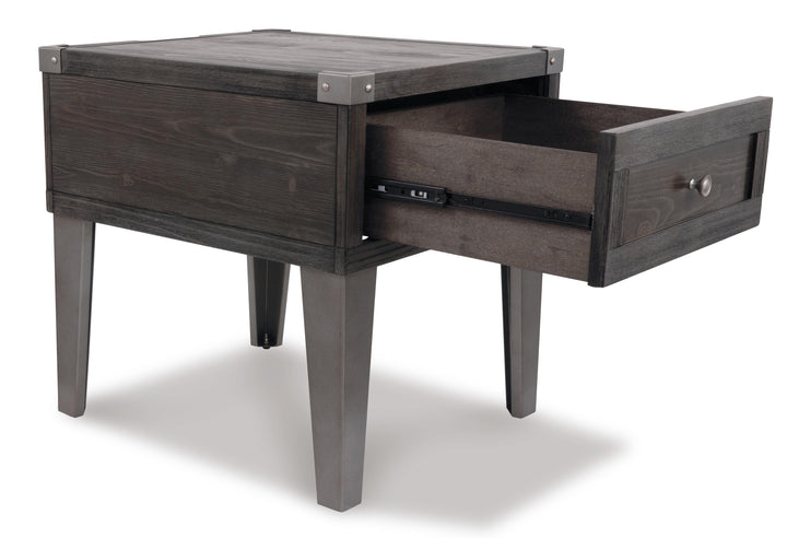 Todoe End Table with USB Ports &amp; Outlets - Dark Gray (9)