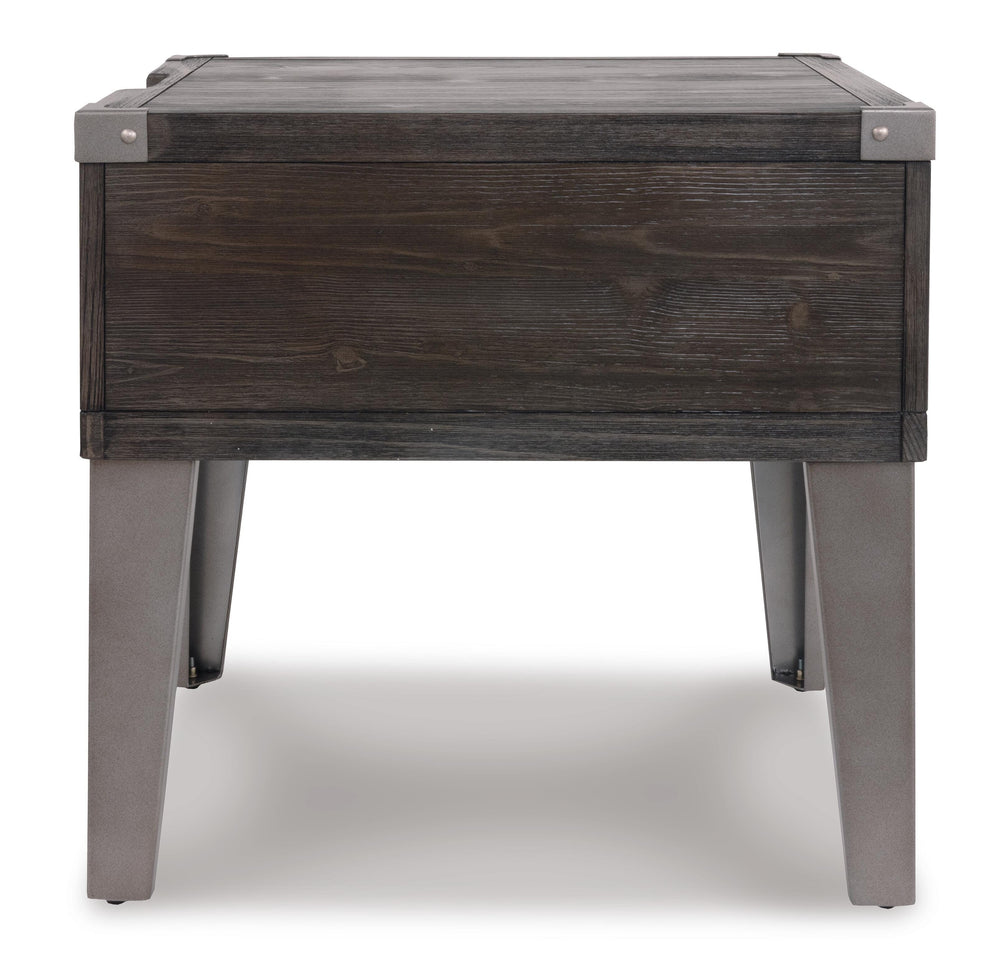Todoe End Table with USB Ports & Outlets - Dark Gray (7)