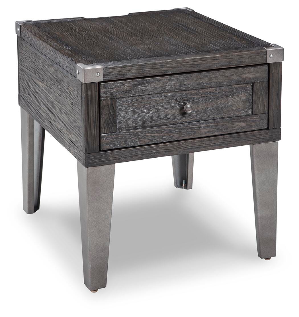 Todoe End Table with USB Ports & Outlets - Dark Gray (1)