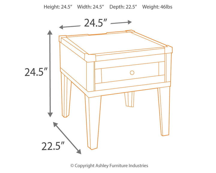 Todoe End Table with USB Ports &amp; Outlets - Dark Gray (4)