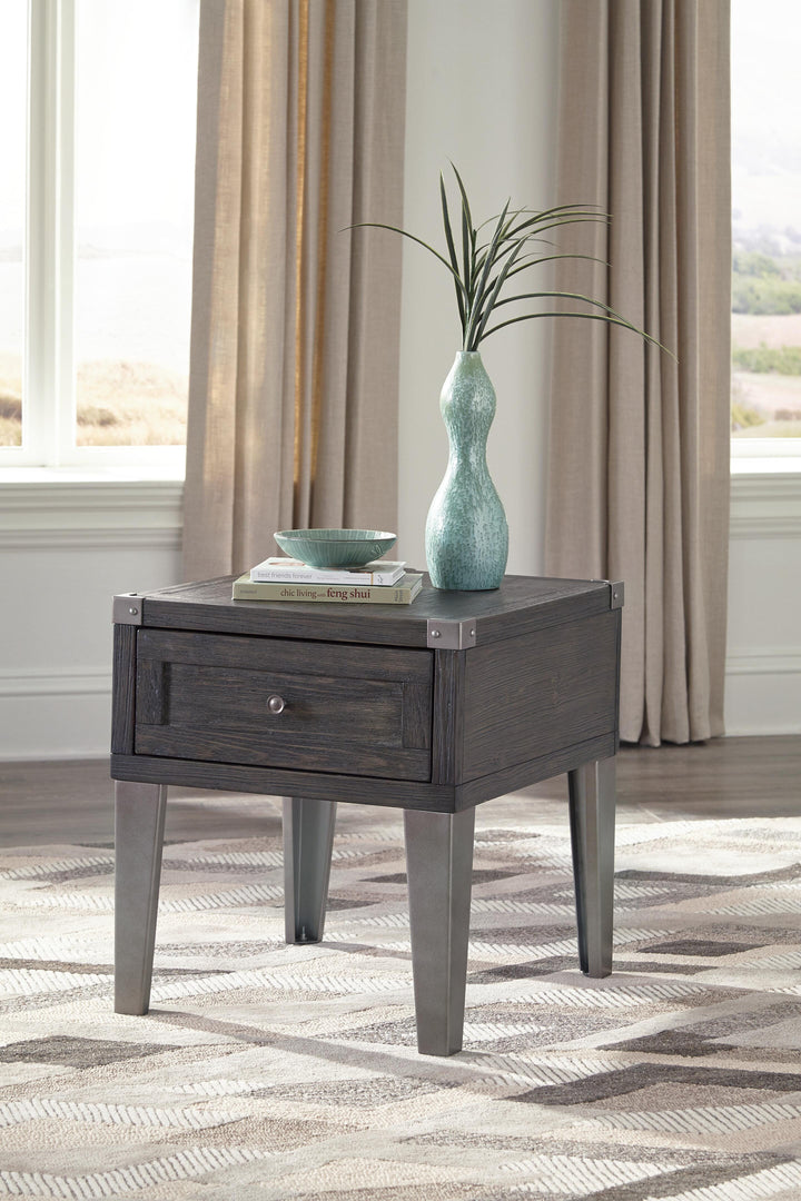 Todoe End Table with USB Ports &amp; Outlets - Dark Gray (3)