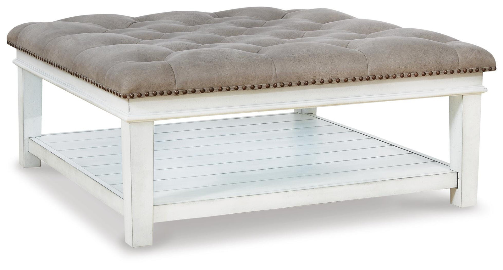 Kanwyn Upholstered Ottoman Coffee Table - White (1)