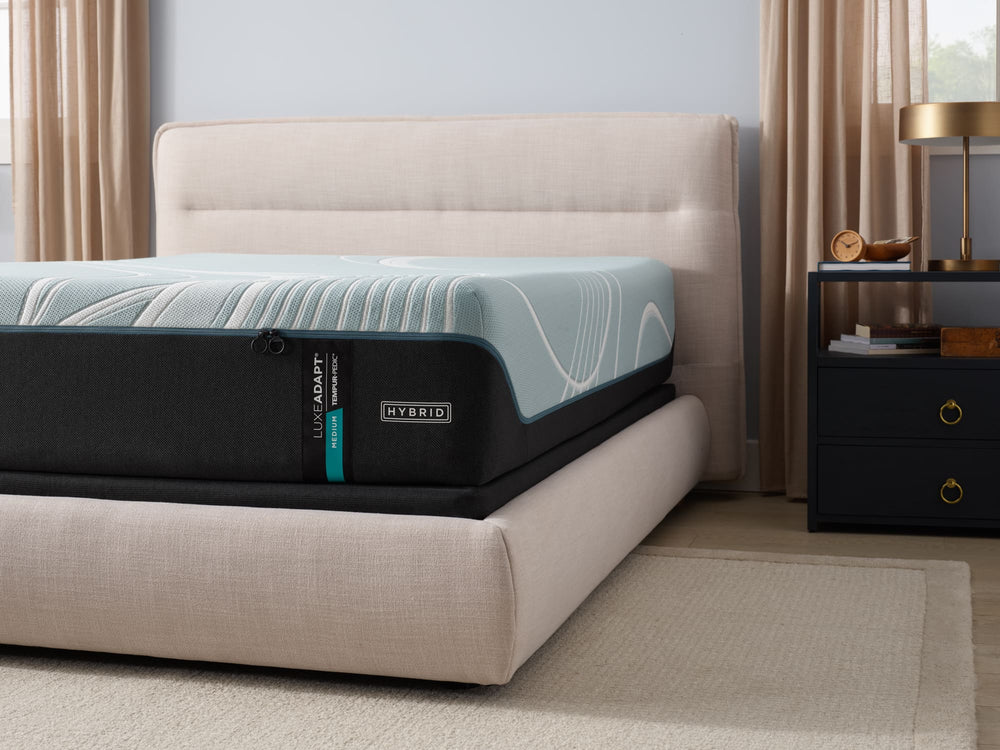 TEMPUR-LuxeAdapt Medium Hybrid Mattress in a bedroom