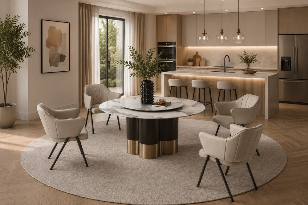 TL-J2192 Marble Dining Table | Modern Round Dining Table