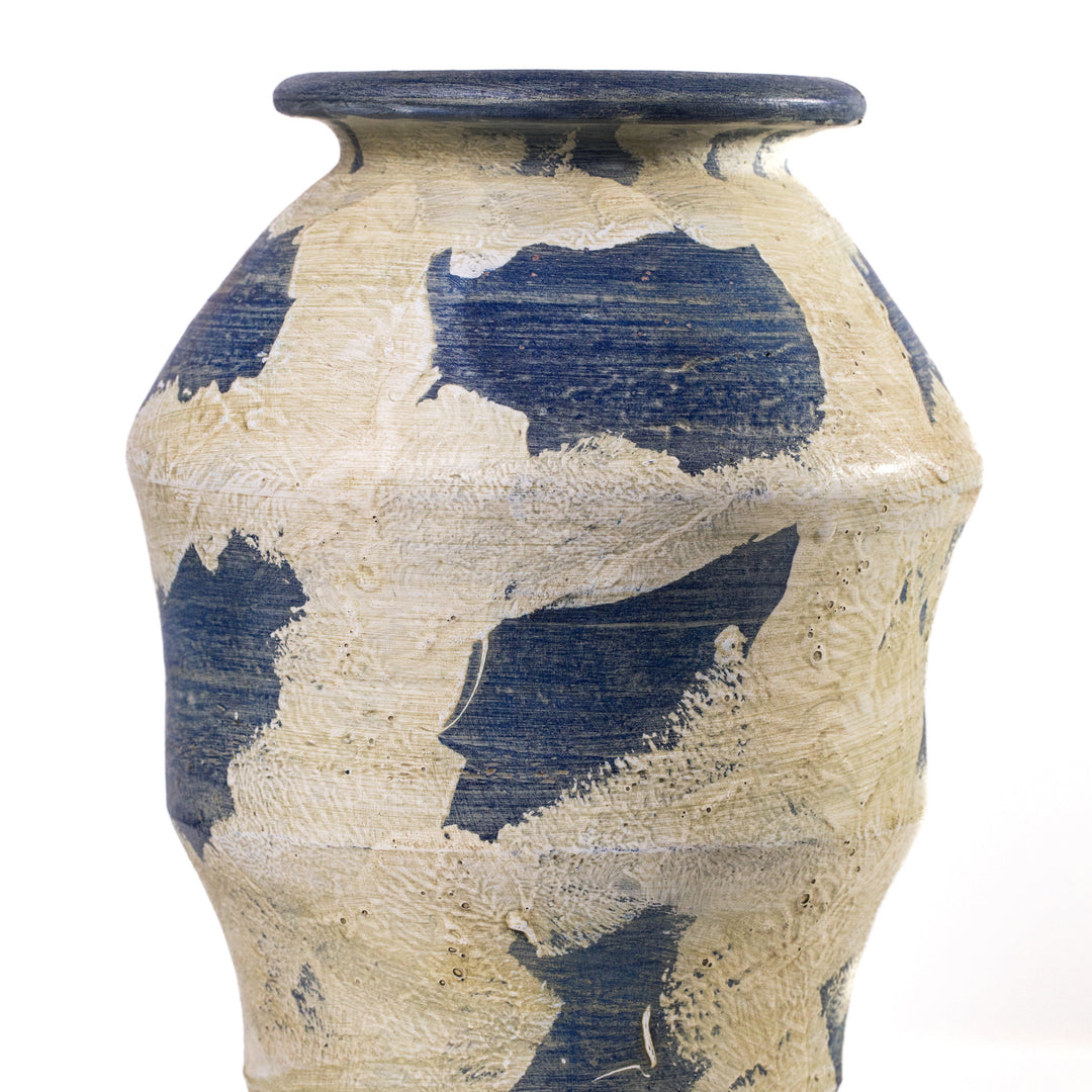 Visha Cream and Blue Terracotta Vase