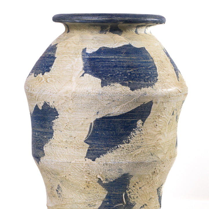 Visha Cream and Blue Terracotta Vase