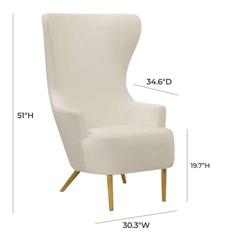 Julia Performance Velvet Wingback Accent Chair by Inspire Me! Home Decor - Cream