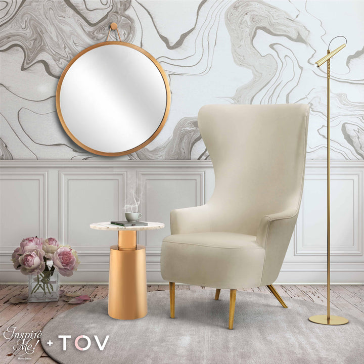 Julia Performance Velvet Wingback Accent Chair by Inspire Me! Home Decor - Cream