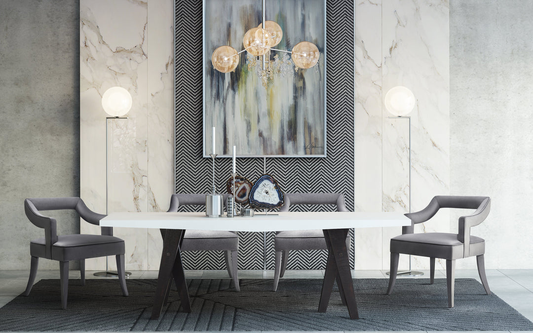 Tiffany Grey Performance Velvet Dining Chair