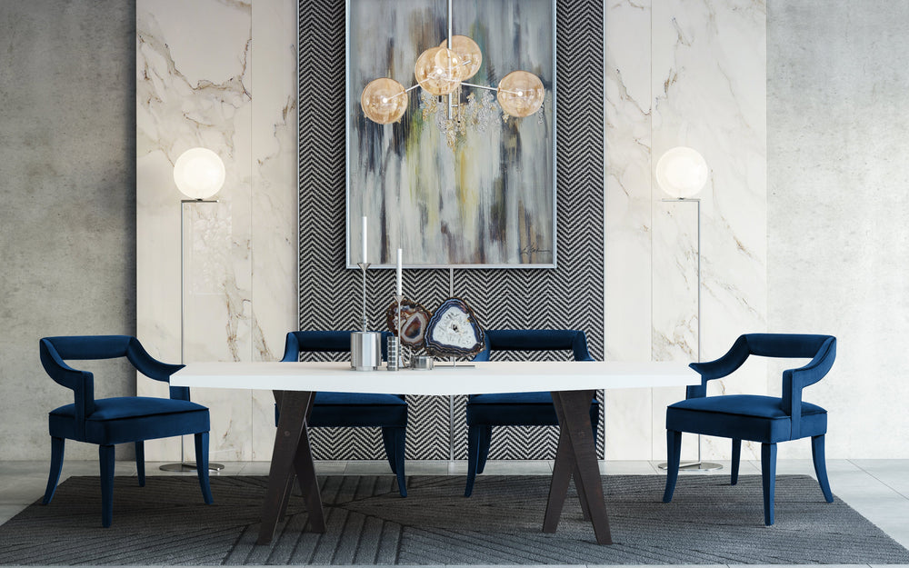 Tiffany Navy Performance Velvet Dining Chair