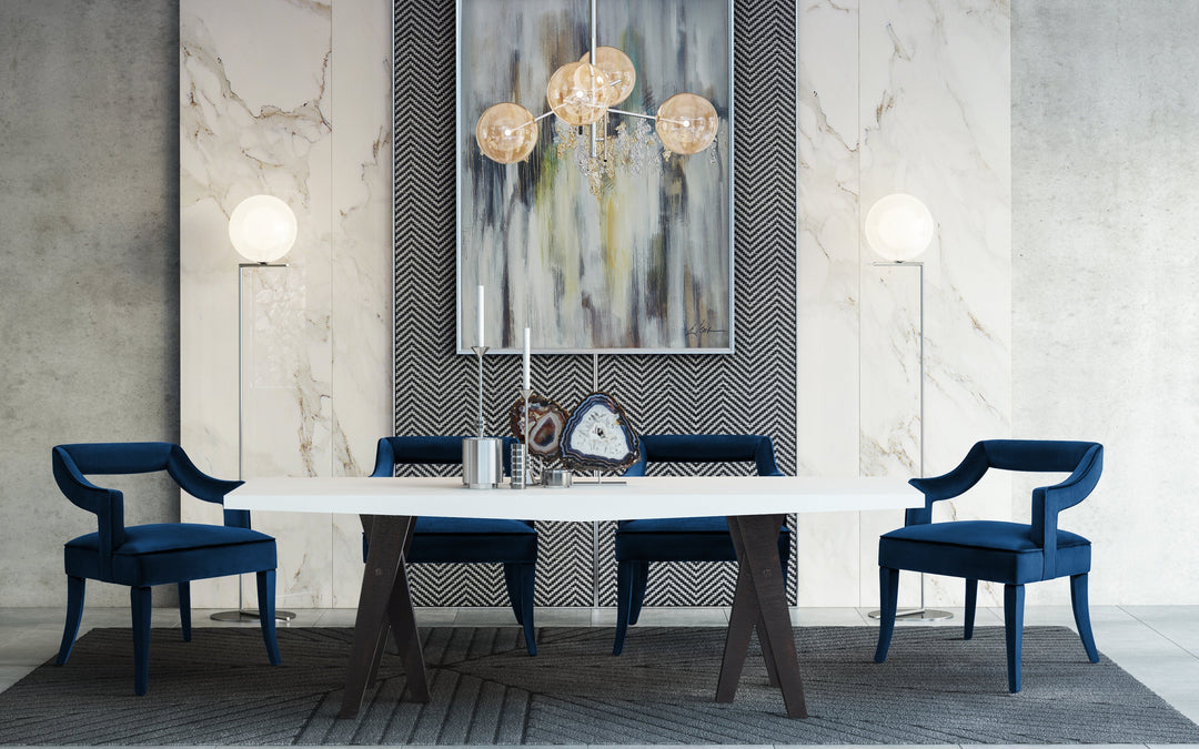 Tiffany Navy Performance Velvet Dining Chair