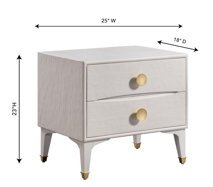 Divine 25" White 2-Drawer Nightstand