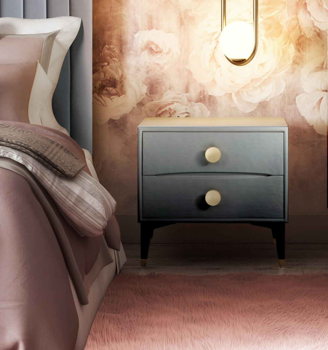 Divine 25" Grey 2-Drawer Nightstand