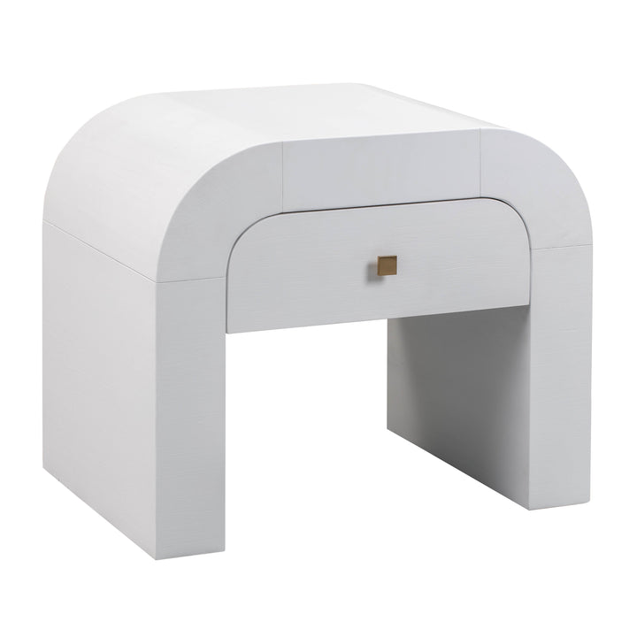 Hump 26" White Acacia Arched Nightstand With Drawer