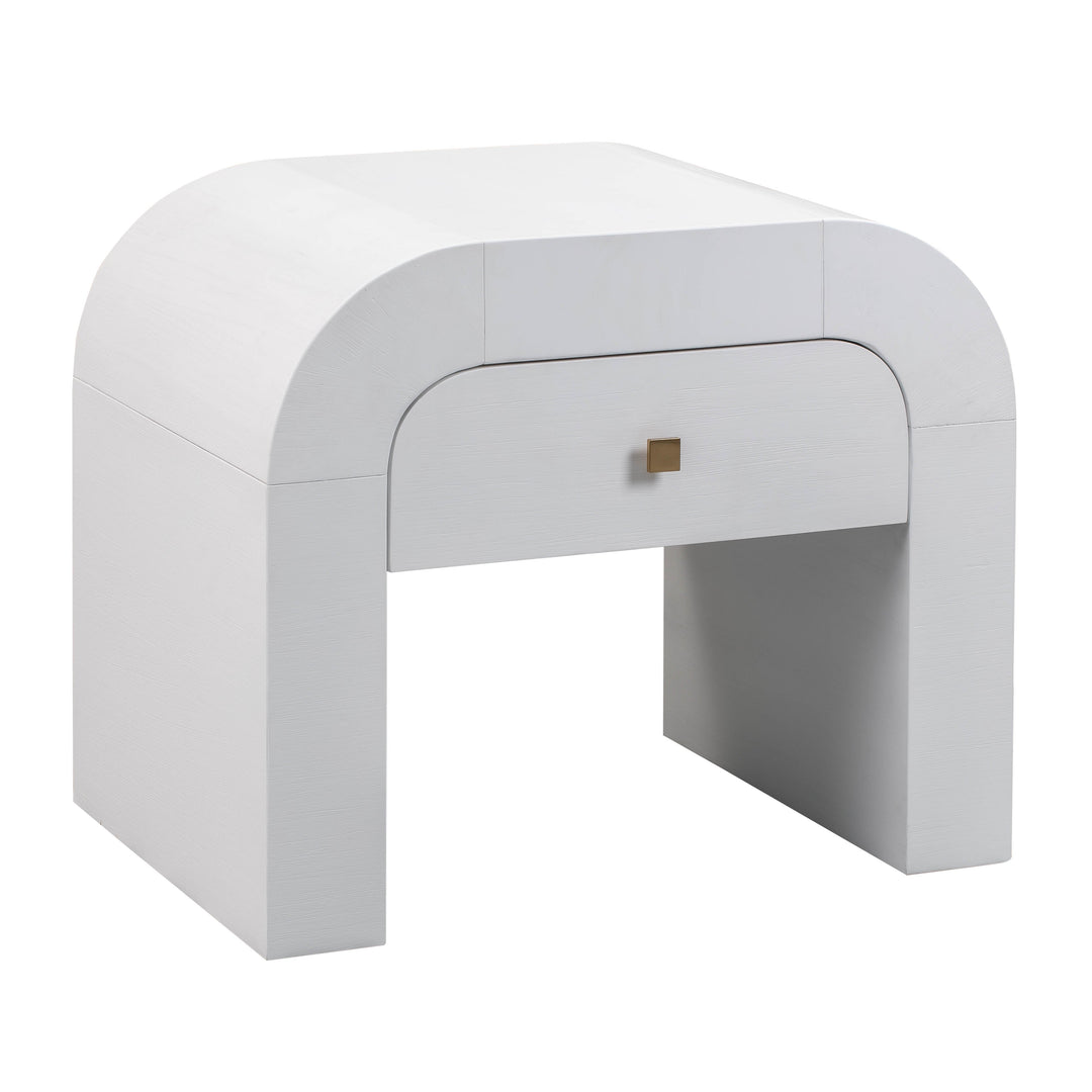 Hump 26" White Acacia Arched Nightstand With Drawer