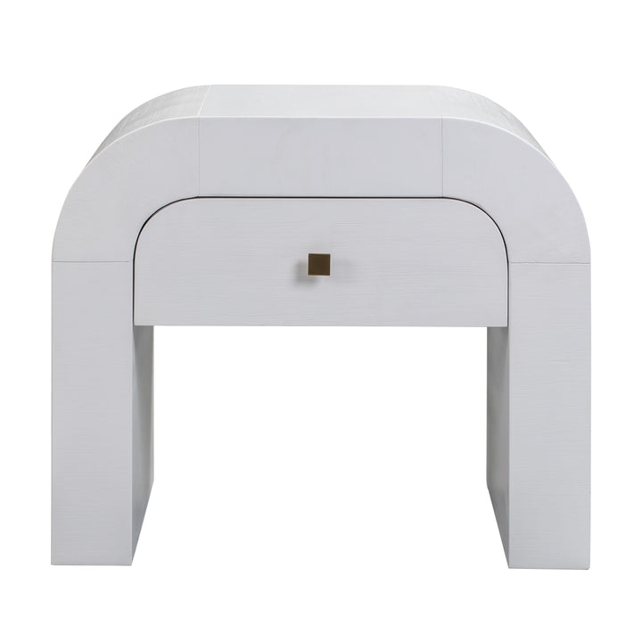 Hump 26" White Acacia Arched Nightstand With Drawer