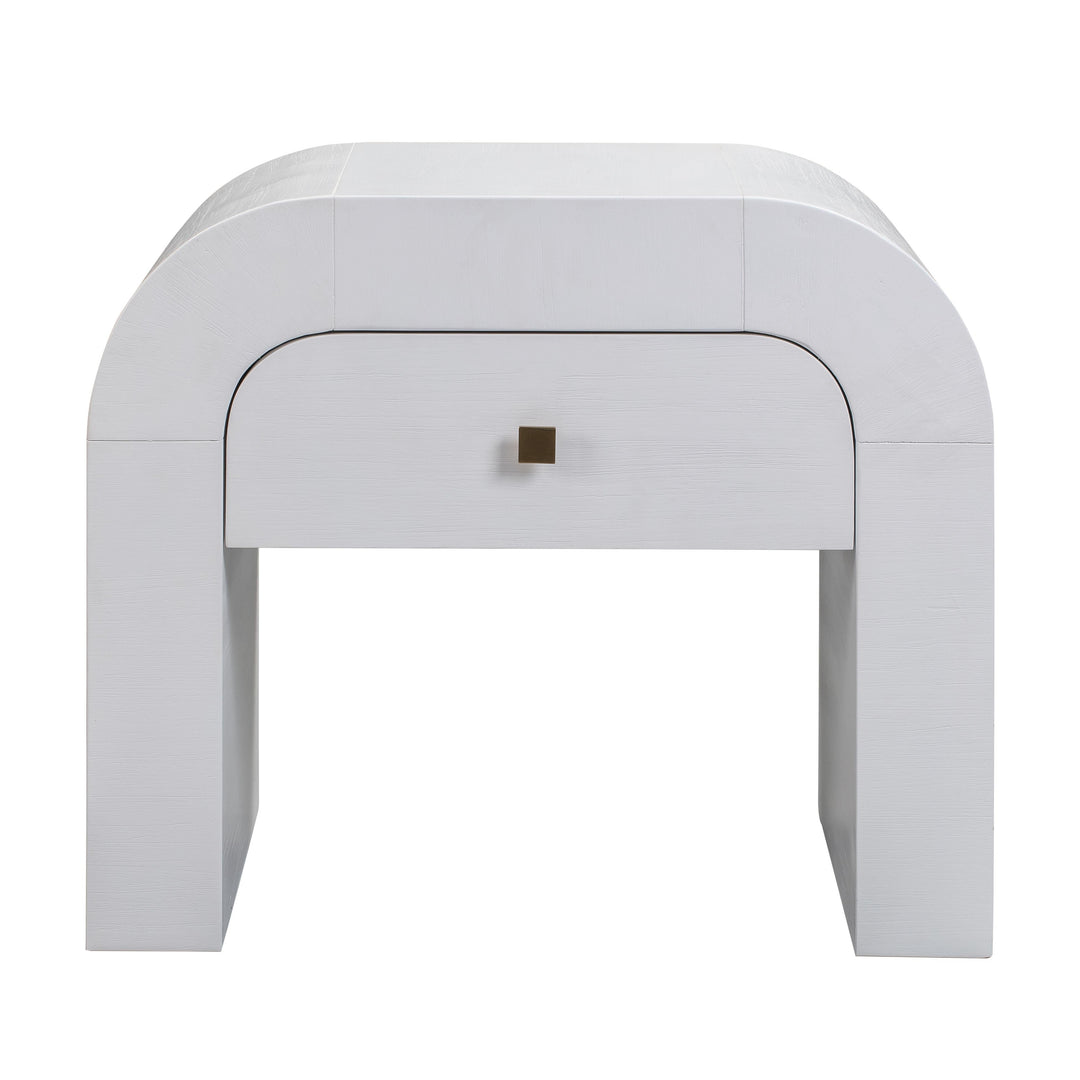 Hump 26" White Acacia Arched Nightstand With Drawer