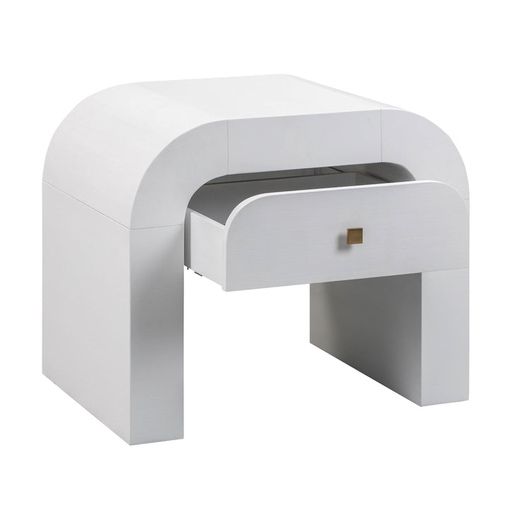 Hump 26" White Acacia Arched Nightstand With Drawer