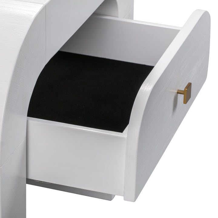Hump 26" White Acacia Arched Nightstand With Drawer