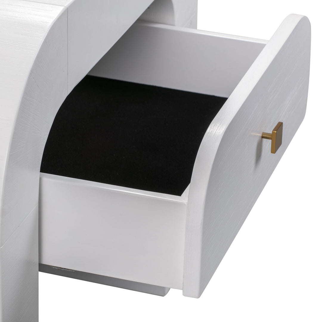 Hump 26" White Acacia Arched Nightstand With Drawer
