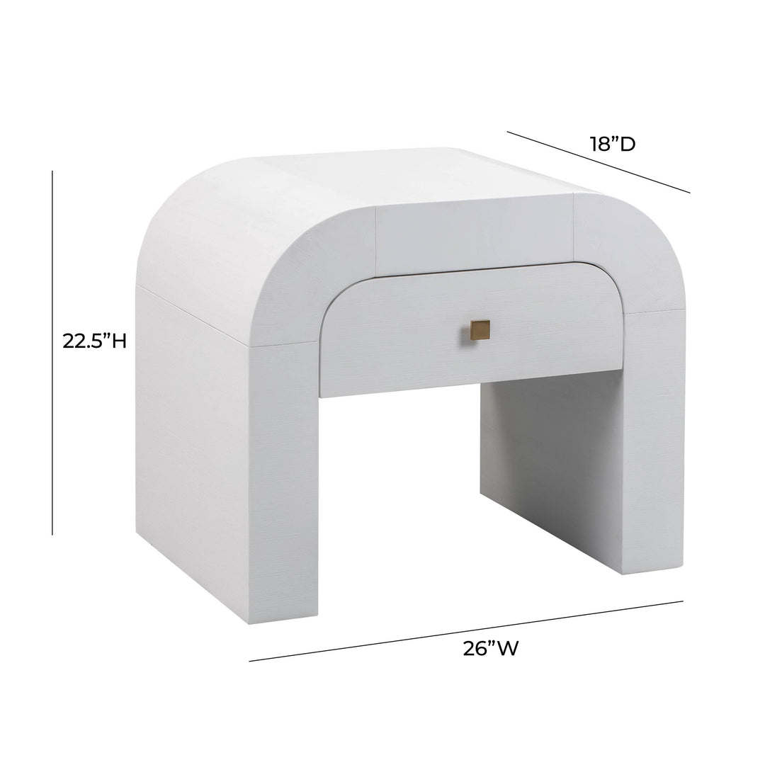 Hump 26" White Acacia Arched Nightstand With Drawer