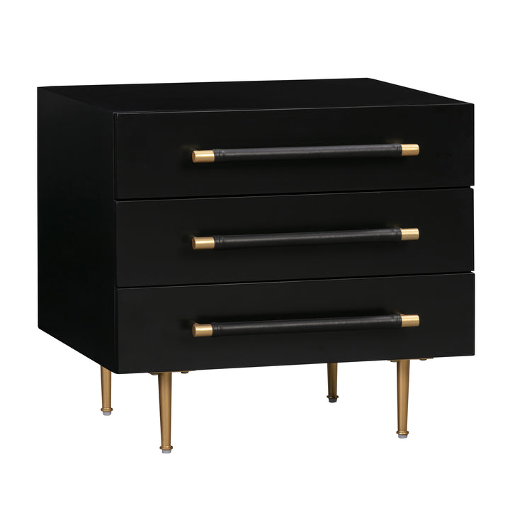 Trident 28" Black 3-Drawer Nightstand