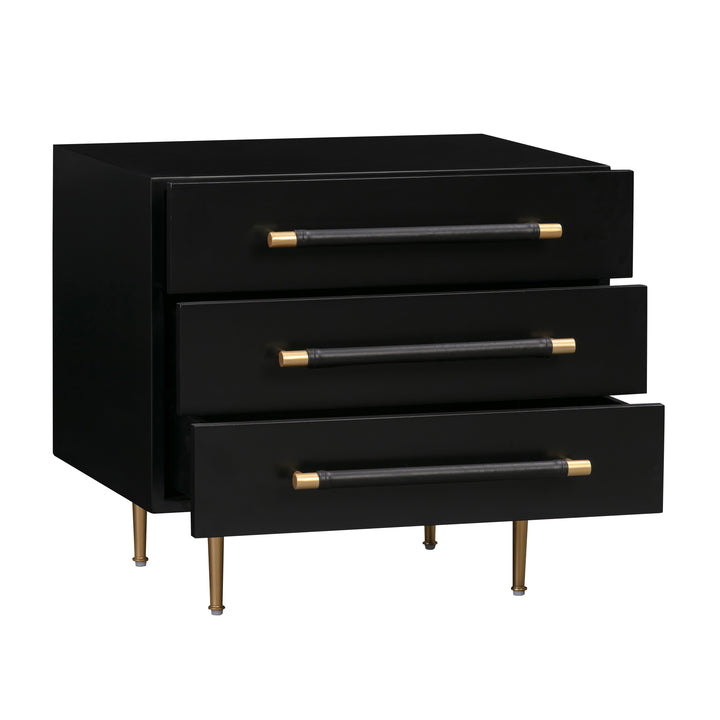 Trident 28" Black 3-Drawer Nightstand