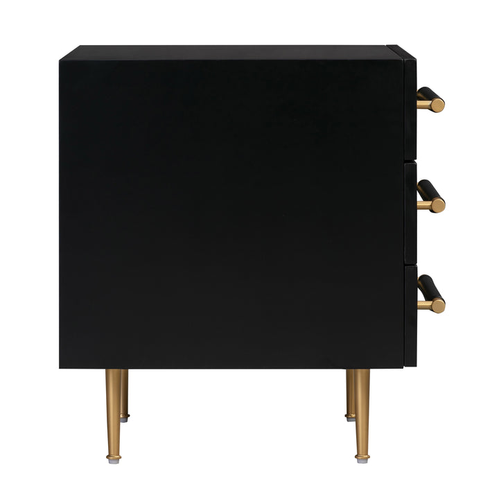 Trident 28" Black 3-Drawer Nightstand