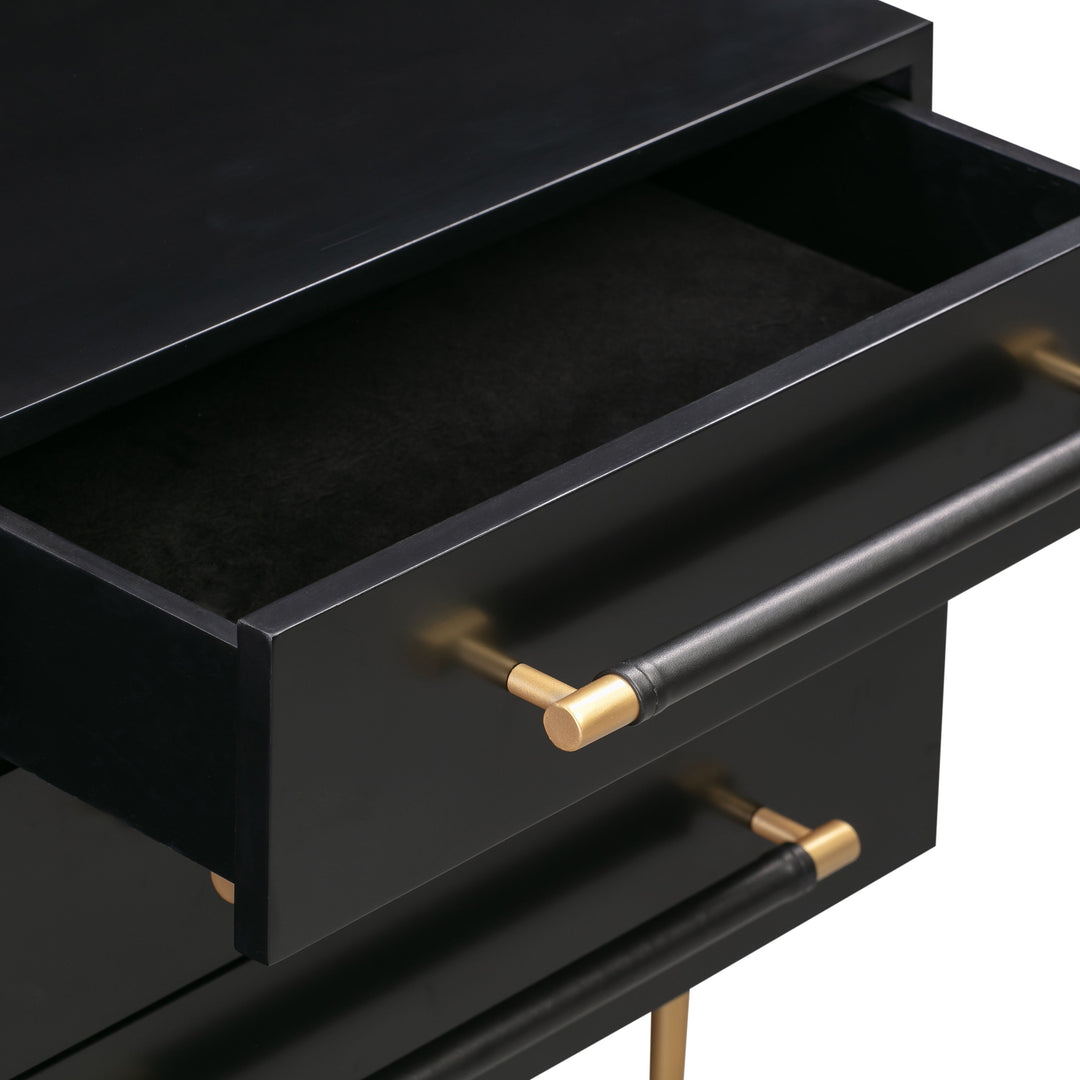 Trident 28" Black 3-Drawer Nightstand