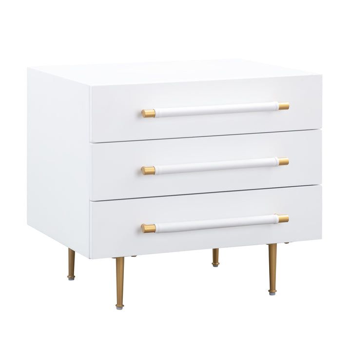 Trident 28" White 3-Drawer Nightstand