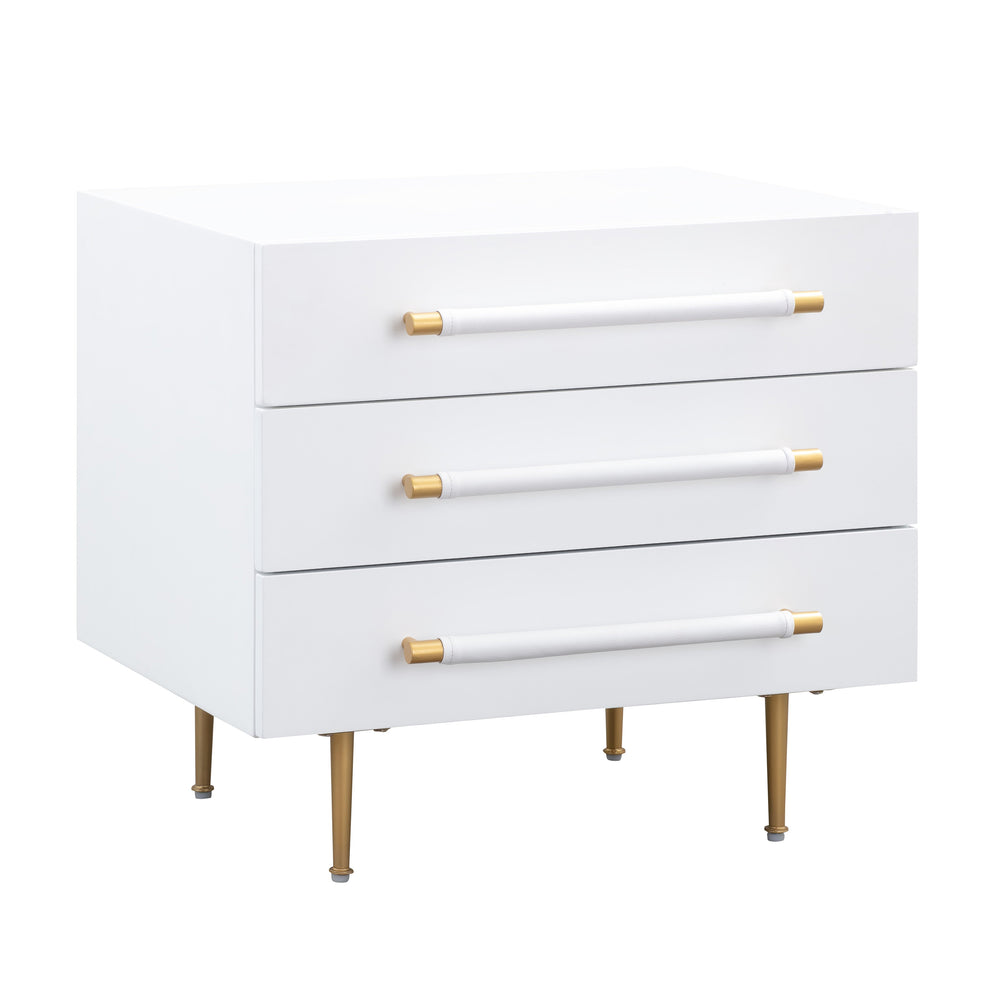 Trident 28" White 3-Drawer Nightstand