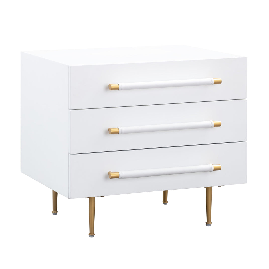 Trident 28" White 3-Drawer Nightstand