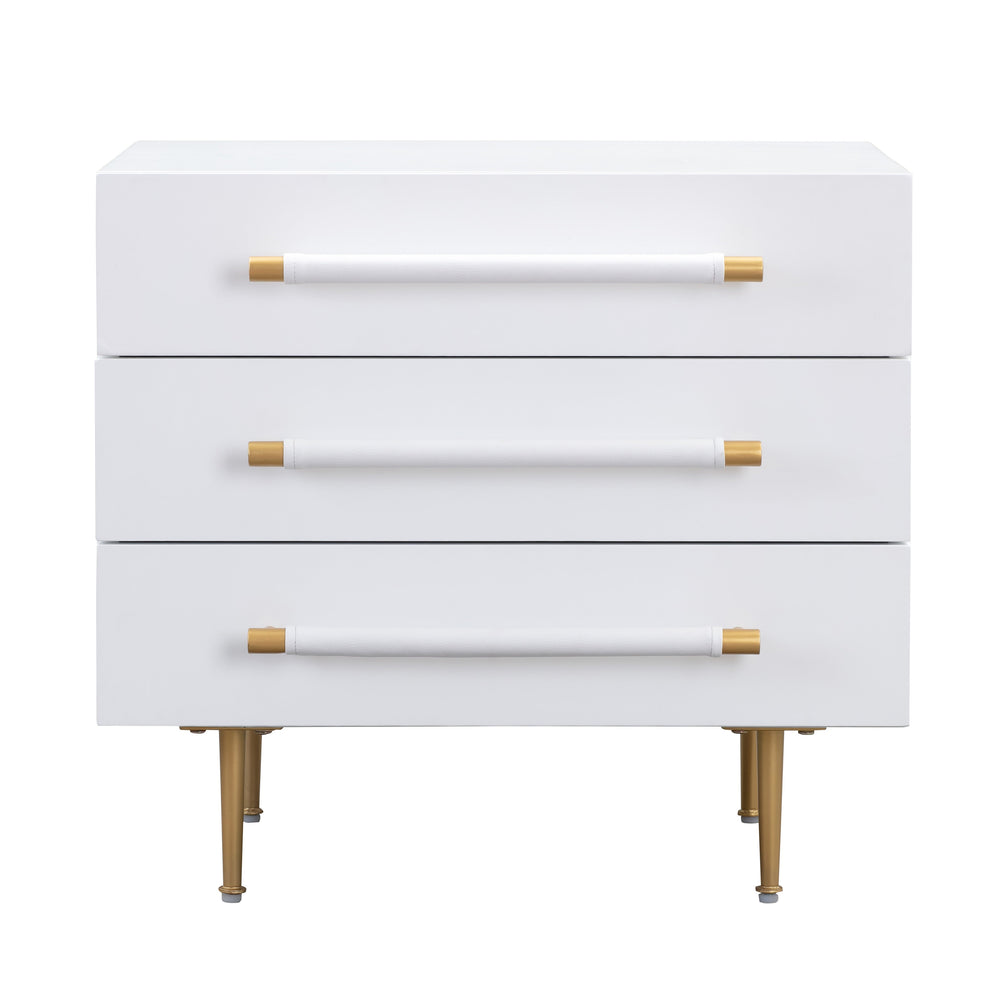Trident 28" White 3-Drawer Nightstand