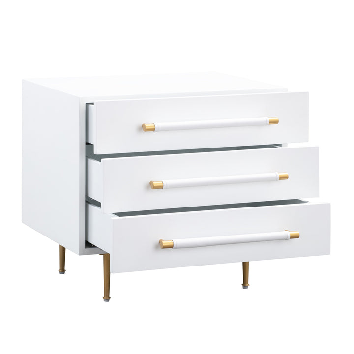 Trident 28" White 3-Drawer Nightstand