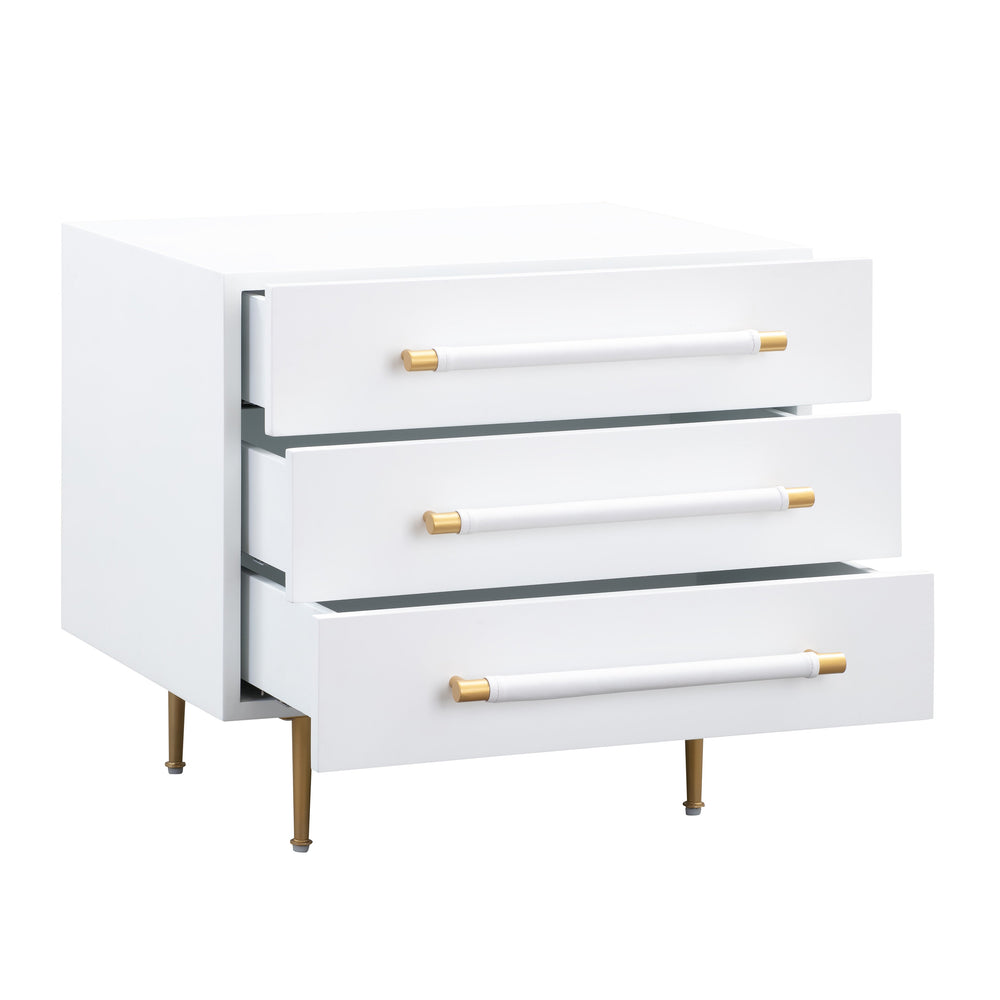Trident 28" White 3-Drawer Nightstand