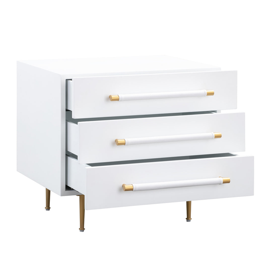 Trident 28" White 3-Drawer Nightstand