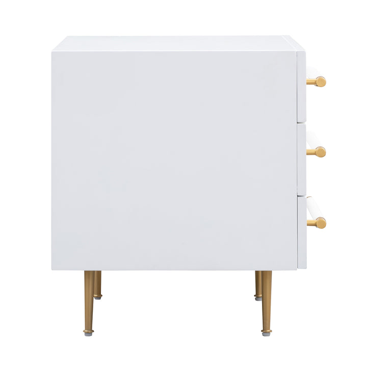 Trident 28" White 3-Drawer Nightstand
