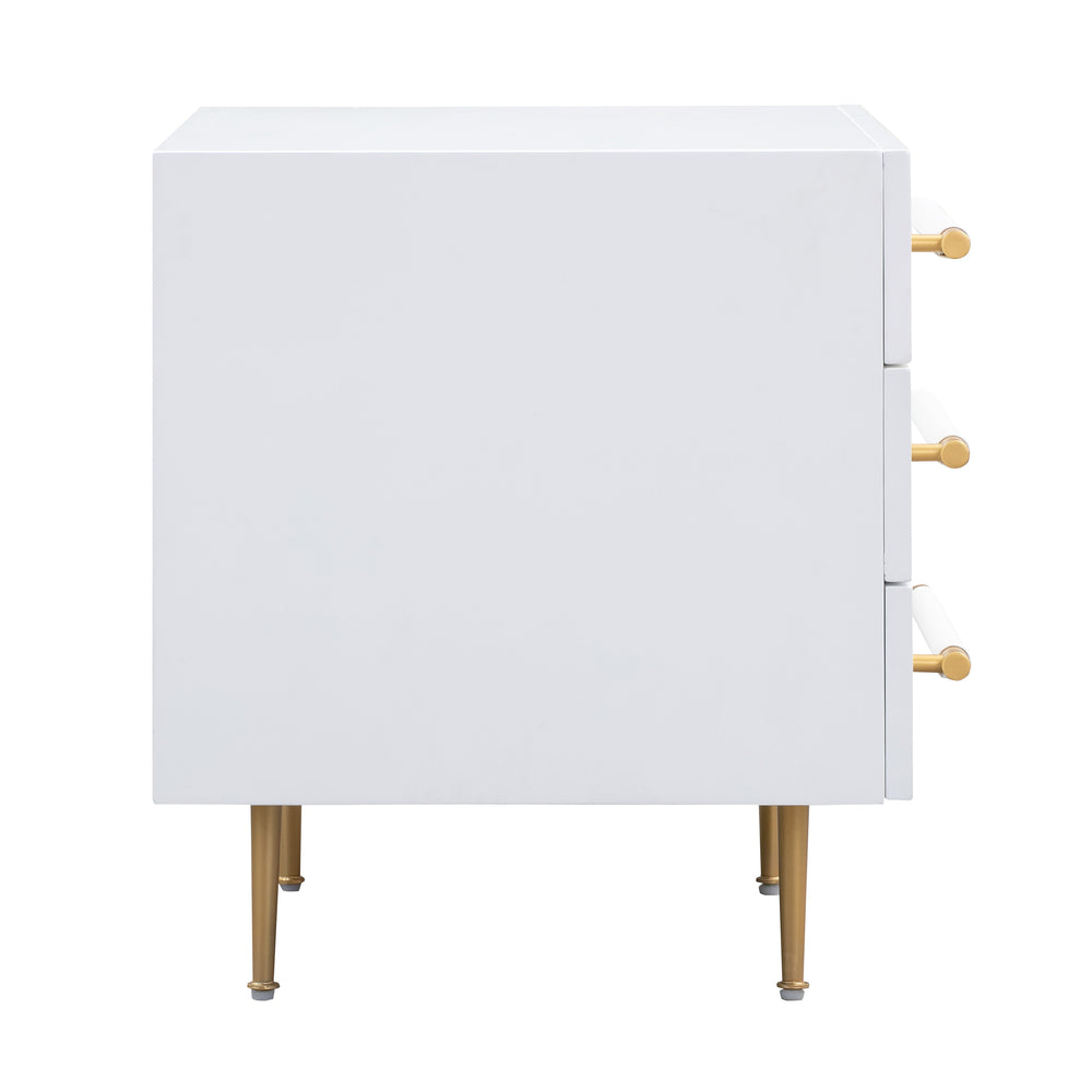 Trident 28" White 3-Drawer Nightstand