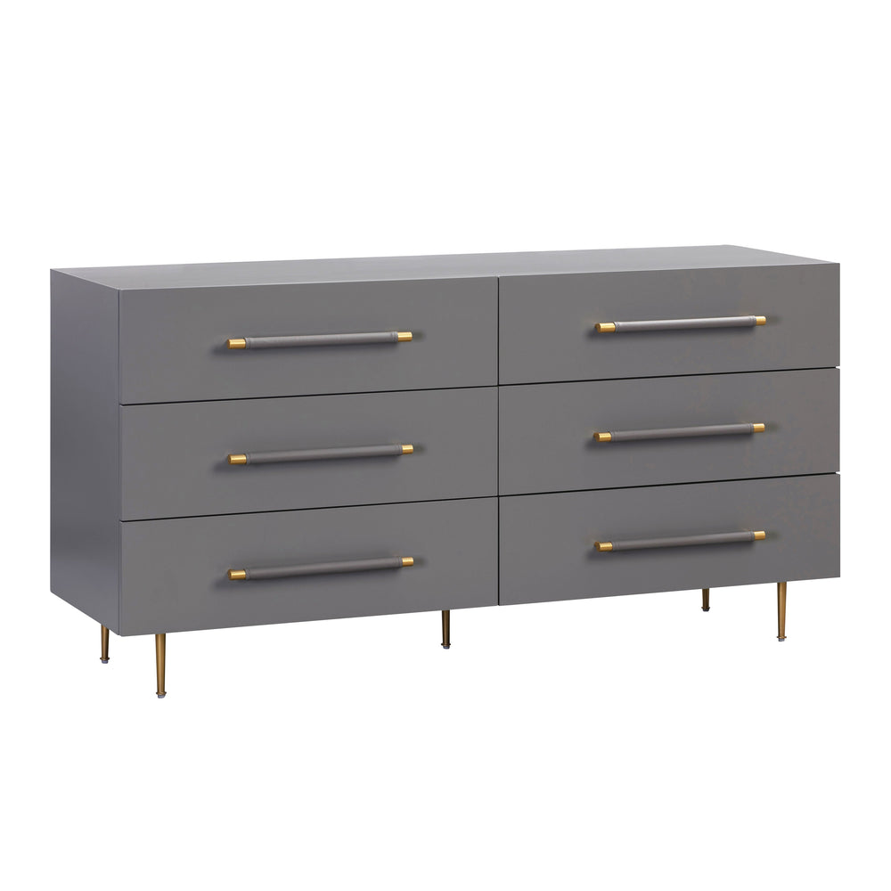 Trident 62" Grey 6-Drawer Dresser