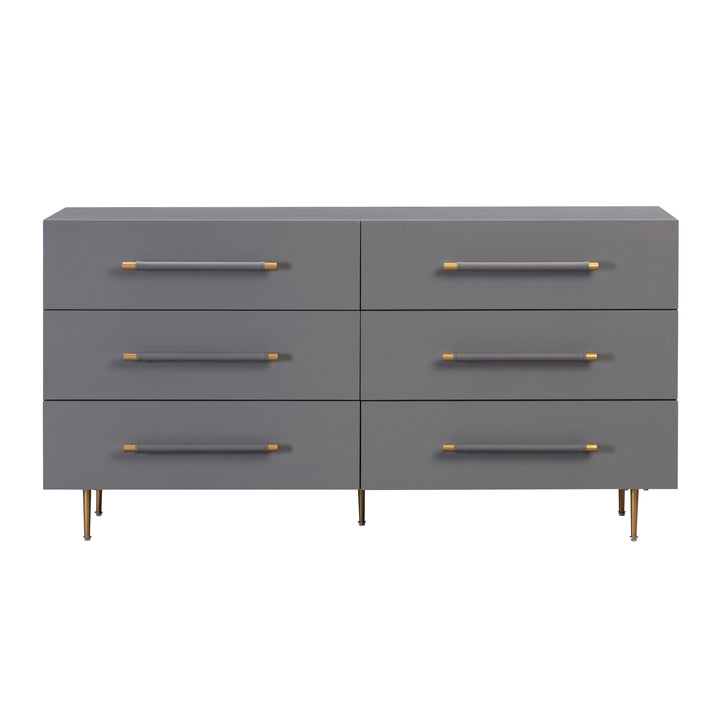 Trident 62" Grey 6-Drawer Dresser
