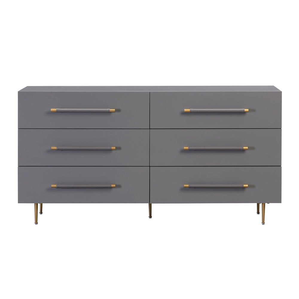 Trident 62" Grey 6-Drawer Dresser