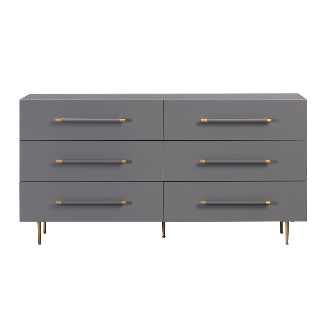 Trident 62" Grey 6-Drawer Dresser