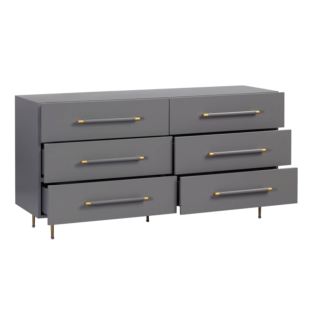 Trident 62" Grey 6-Drawer Dresser