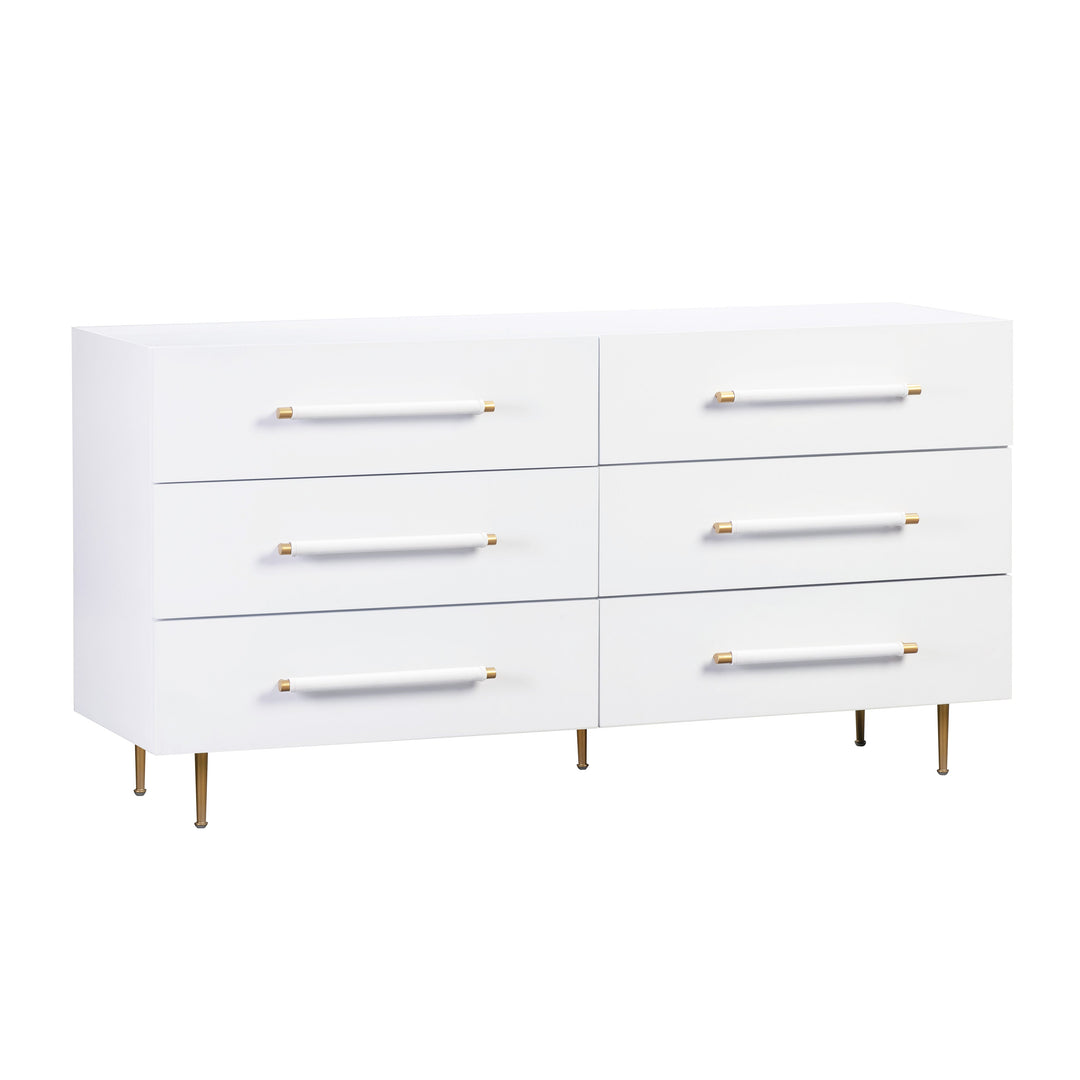 Trident 62" White 6-Drawer Dresser