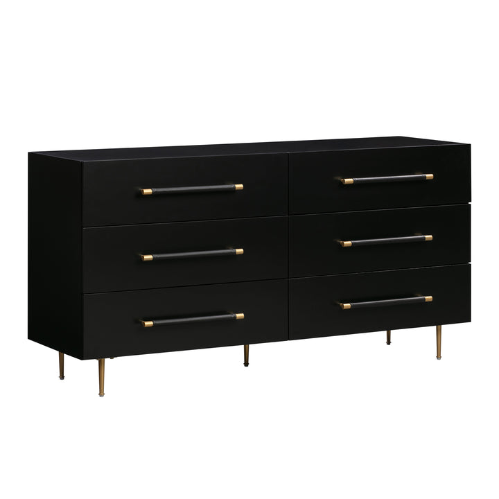 Trident 62" Black 6-Drawer Dresser