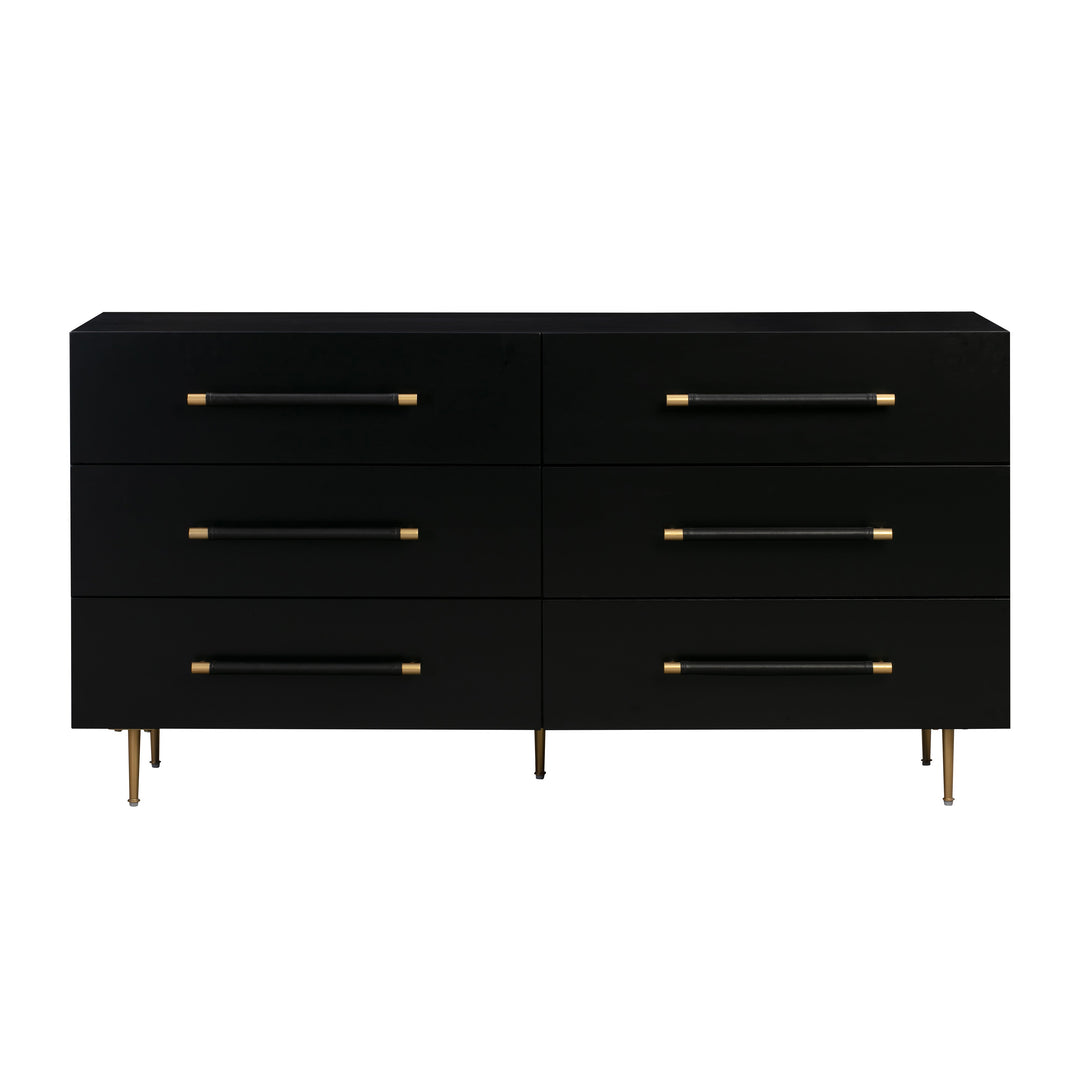 Trident 62" Black 6-Drawer Dresser